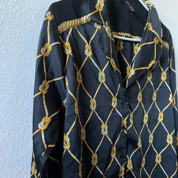 Zara TRF Black Gold Chain Shirt - Size S - Picture 2 of 8